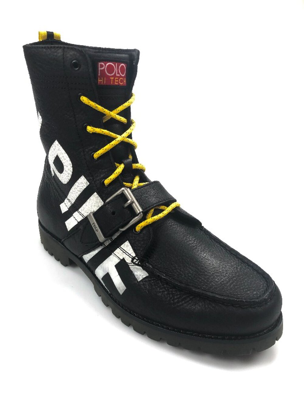 Polo Ralph Lauren Size 12 Ranger Black Grain Alpine Leather Ankle Hiking Boots